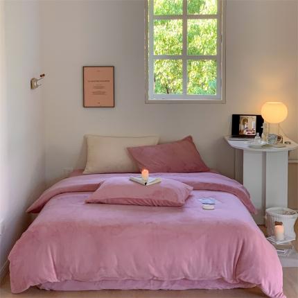 91家纺网 家纺一手货源 找家纺 时光里2022新款纯色12色系列四件套 藕紫色