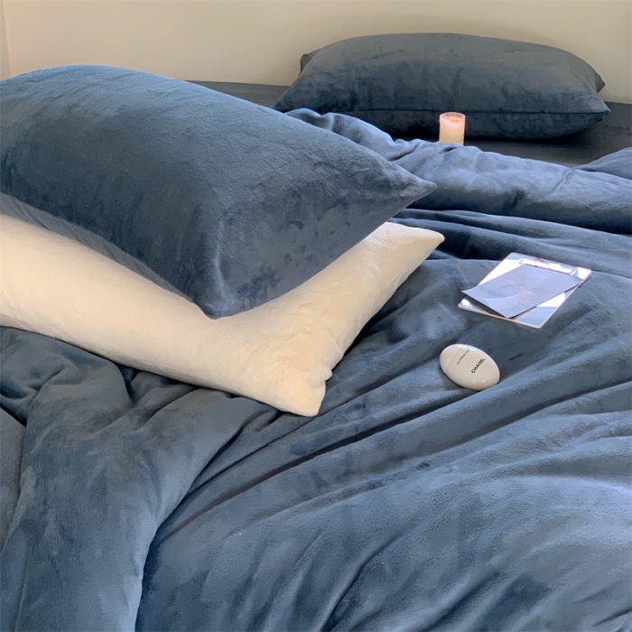 91家纺网 家纺一手货源 找家纺 时光里2022新款纯色12色系列四件套 蓝灰