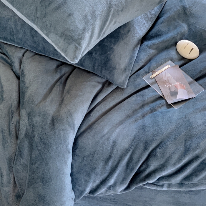 91家纺网 家纺一手货源 找家纺 时光里2022新款纯色12色系列四件套 蓝灰