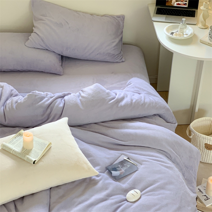 91家纺网 家纺一手货源 找家纺 时光里2022新款纯色12色系列四件套 千黛紫