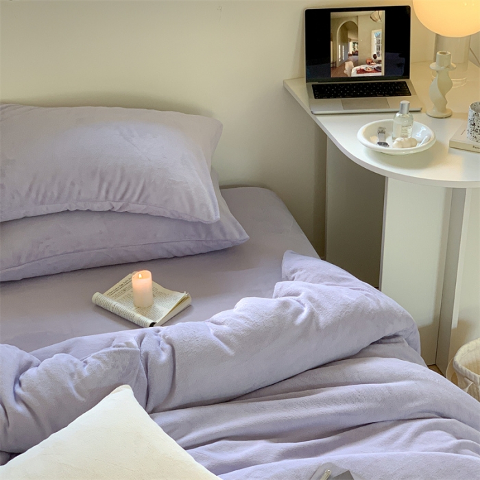 91家纺网 家纺一手货源 找家纺 时光里2022新款纯色12色系列四件套 千黛紫