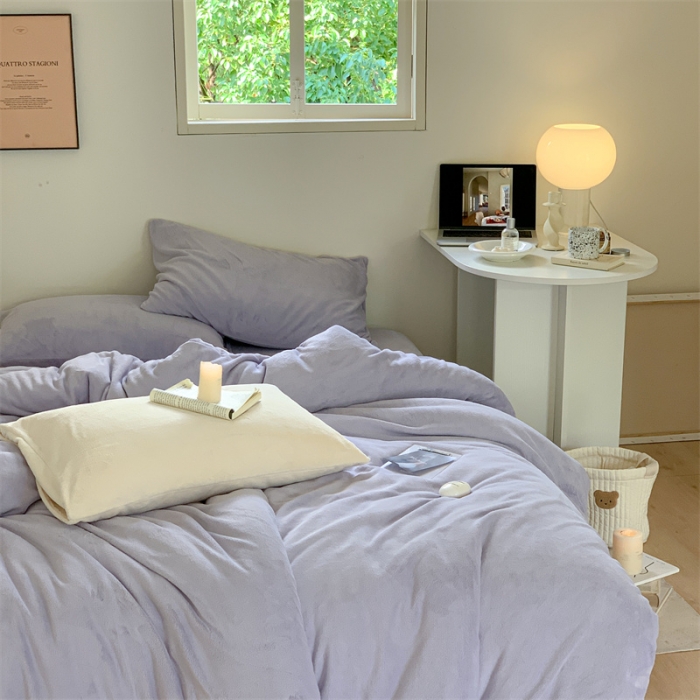 91家纺网 家纺一手货源 找家纺 时光里2022新款纯色12色系列四件套 千黛紫