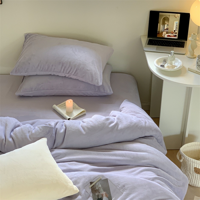 91家纺网 家纺一手货源 找家纺 时光里2022新款纯色12色系列四件套 千黛紫