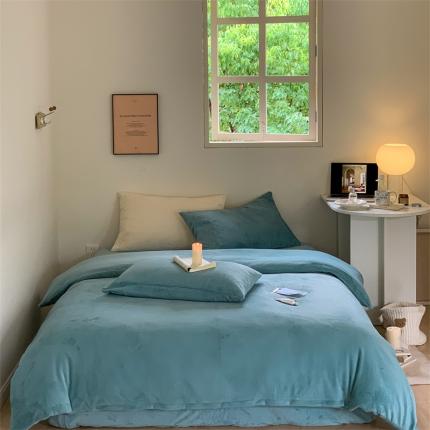 时光里2022新款纯色12色系列四件套 水岩蓝