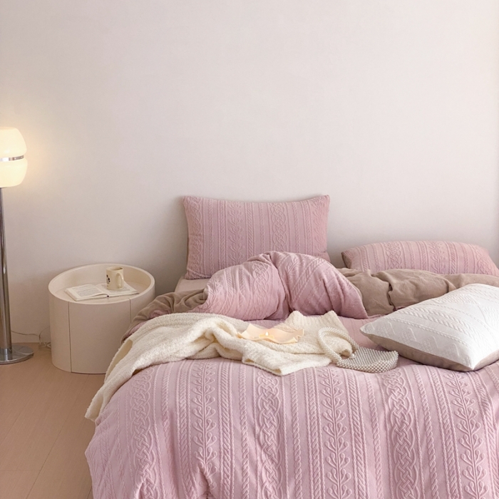 91家纺网 家纺一手货源 找家纺 （总）梦享生活 2022新款加厚牛奶雕花绒四件套