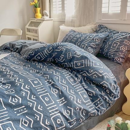 91家纺网 家纺一手货源 找家纺 怡家居 2022秋冬A版棉B版水晶绒四件套 玛雅