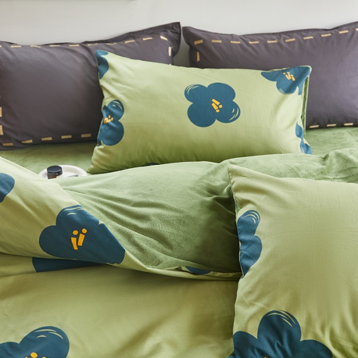 91家纺网 家纺一手货源 找家纺 怡家居 2022秋冬A版棉B版水晶绒四件套 朝华