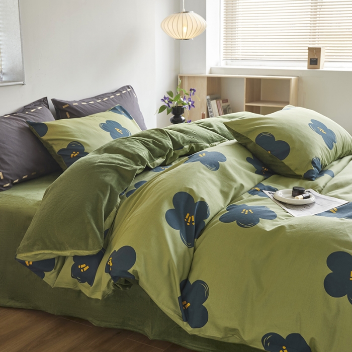 91家纺网 家纺一手货源 找家纺 怡家居 2022秋冬A版棉B版水晶绒四件套 朝华