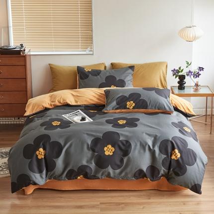 怡家居 2022秋冬A版棉B版水晶绒四件套 黑茶