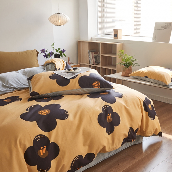 91家纺网 家纺一手货源 找家纺 怡家居 2022秋冬A版棉B版水晶绒四件套 花沐