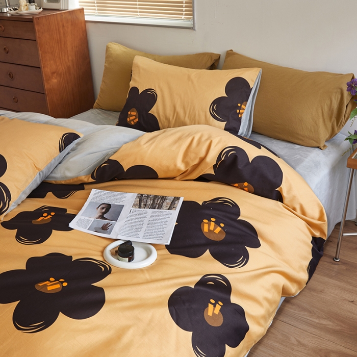 91家纺网 家纺一手货源 找家纺 怡家居 2022秋冬A版棉B版水晶绒四件套 花沐