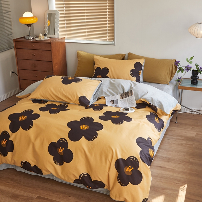 91家纺网 家纺一手货源 找家纺 怡家居 2022秋冬A版棉B版水晶绒四件套 花沐