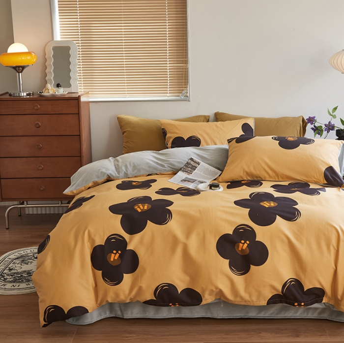 91家纺网 家纺一手货源 找家纺 怡家居 2022秋冬A版棉B版水晶绒四件套 花沐