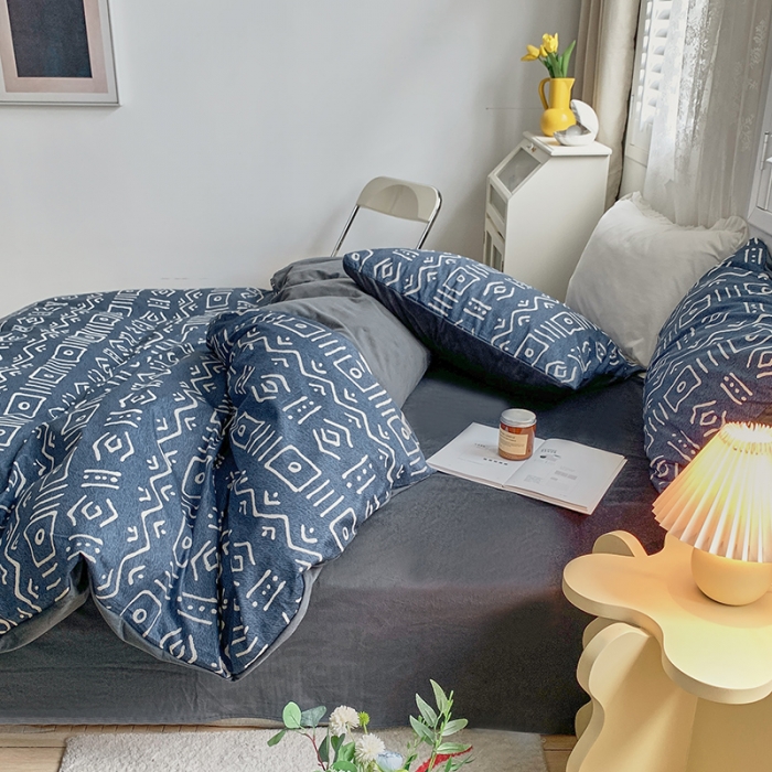 91家纺网 家纺一手货源 找家纺 怡家居 2022秋冬A版棉B版水晶绒四件套 玛雅