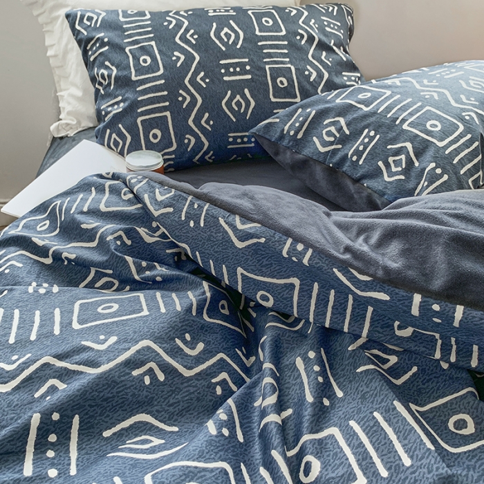 91家纺网 家纺一手货源 找家纺 怡家居 2022秋冬A版棉B版水晶绒四件套 玛雅