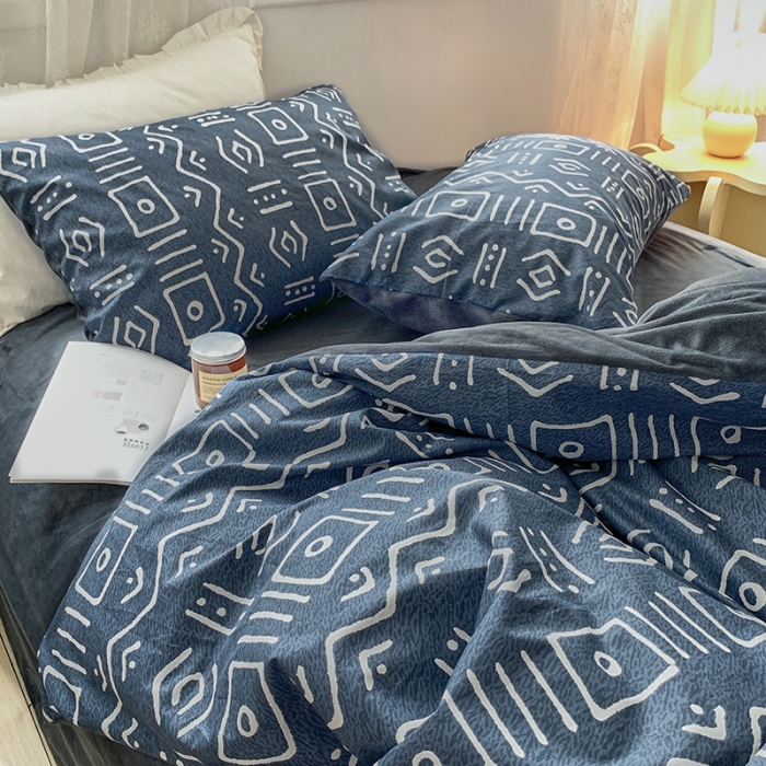 91家纺网 家纺一手货源 找家纺 怡家居 2022秋冬A版棉B版水晶绒四件套 玛雅