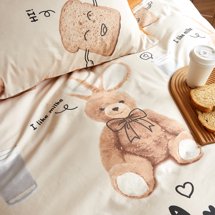 91家纺网 家纺一手货源 找家纺 怡家居 2022秋冬A版棉B版水晶绒四件套 萌萌哒