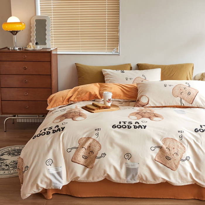 91家纺网 家纺一手货源 找家纺 怡家居 2022秋冬A版棉B版水晶绒四件套 萌萌哒