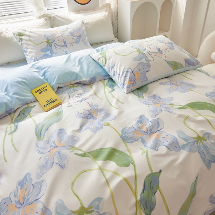 91家纺网 家纺一手货源 找家纺 怡家居 2022秋冬A版棉B版水晶绒四件套 趣味兔