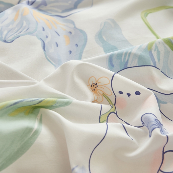 91家纺网 家纺一手货源 找家纺 怡家居 2022秋冬A版棉B版水晶绒四件套 趣味兔