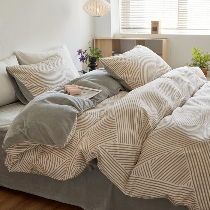 91家纺网 家纺一手货源 找家纺 怡家居 2022秋冬A版棉B版水晶绒四件套 绅士