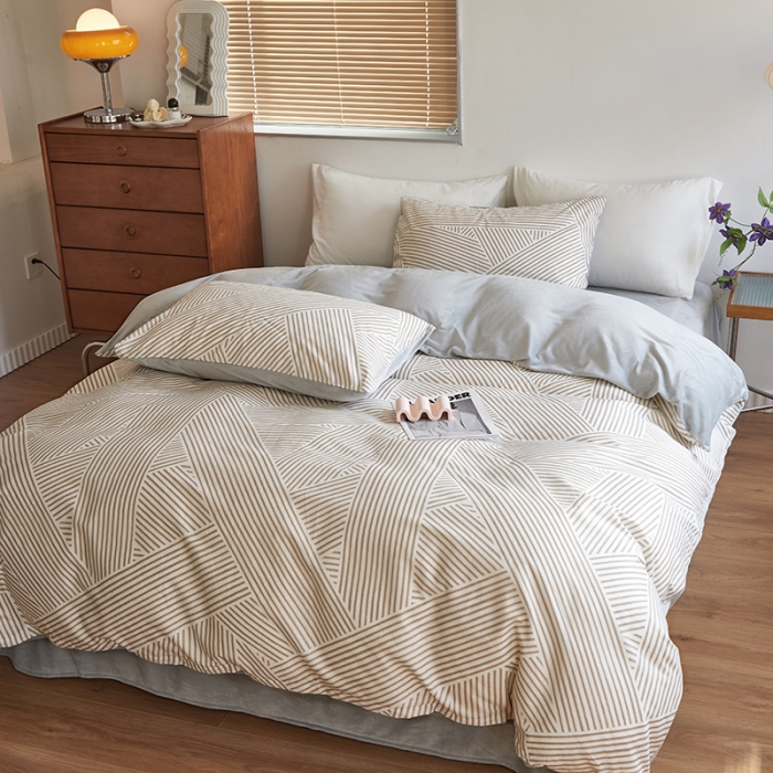 91家纺网 家纺一手货源 找家纺 怡家居 2022秋冬A版棉B版水晶绒四件套 绅士