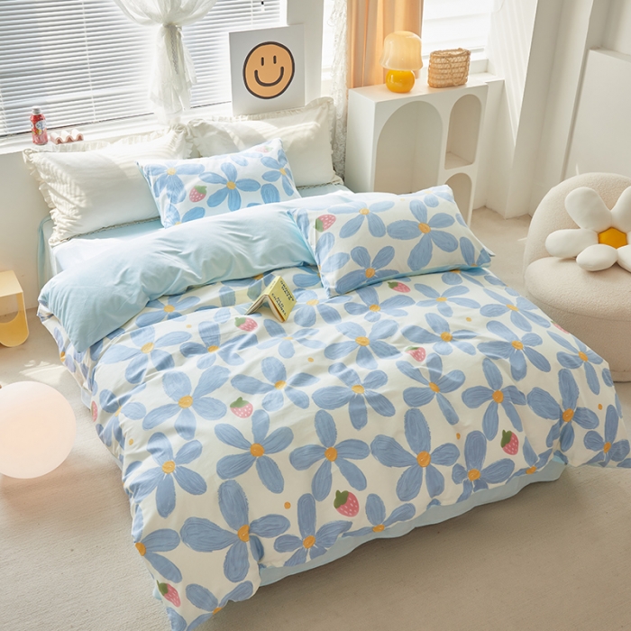 91家纺网 家纺一手货源 找家纺 怡家居 2022秋冬A版棉B版水晶绒四件套 小美好