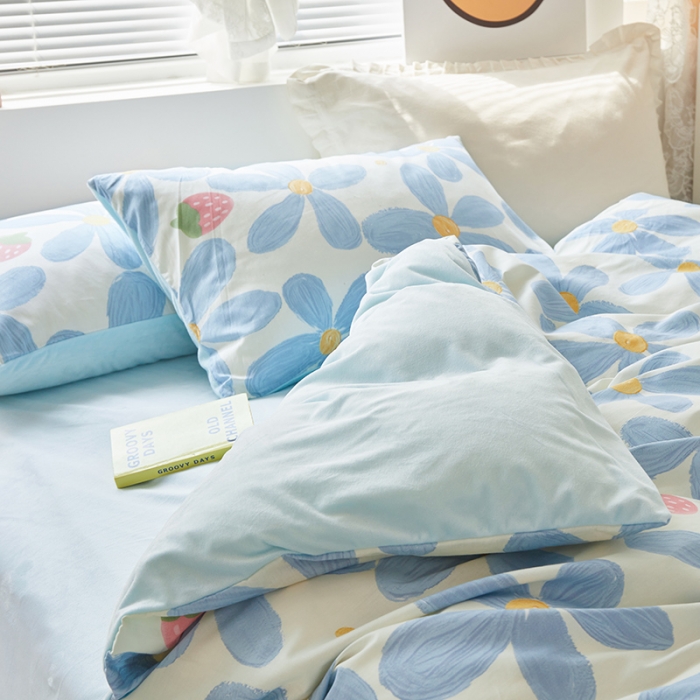 91家纺网 家纺一手货源 找家纺 怡家居 2022秋冬A版棉B版水晶绒四件套 小美好