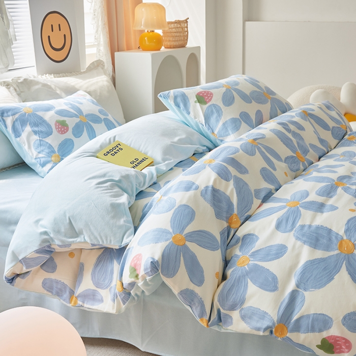 91家纺网 家纺一手货源 找家纺 怡家居 2022秋冬A版棉B版水晶绒四件套 小美好