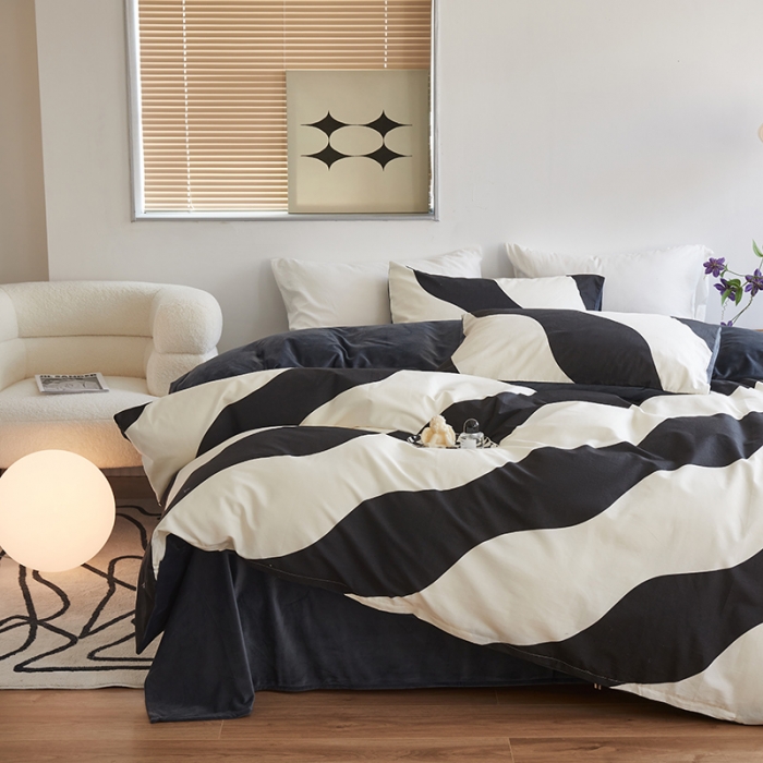 91家纺网 家纺一手货源 找家纺 怡家居 2022秋冬A版棉B版水晶绒四件套 心田