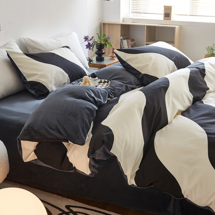 91家纺网 家纺一手货源 找家纺 怡家居 2022秋冬A版棉B版水晶绒四件套 心田