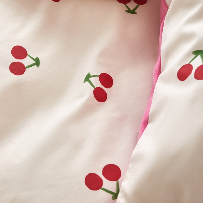 91家纺网 家纺一手货源 找家纺 怡家居 2022秋冬A版棉B版水晶绒四件套 樱桃多多