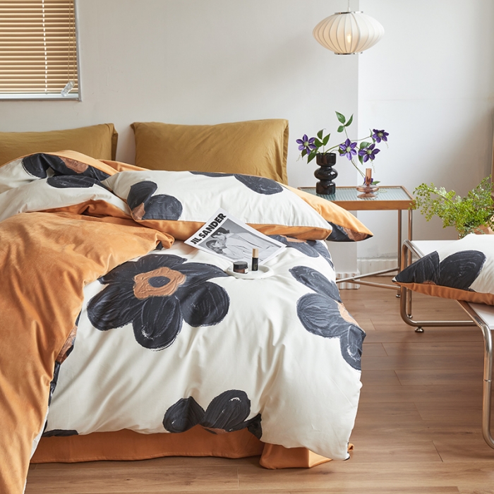 91家纺网 家纺一手货源 找家纺 怡家居 2022秋冬A版棉B版水晶绒四件套 韵味