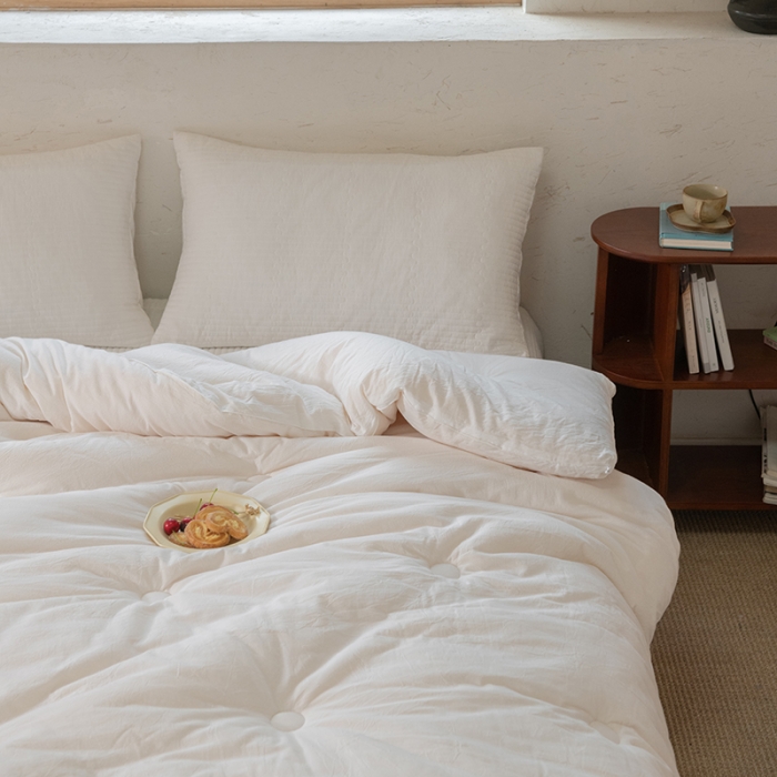 91家纺网 家纺一手货源 找家纺 棉邦2022新款全棉水洗棉大豆被 纯白