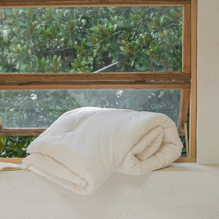 91家纺网 家纺一手货源 找家纺 棉邦2022新款全棉水洗棉大豆被 纯白