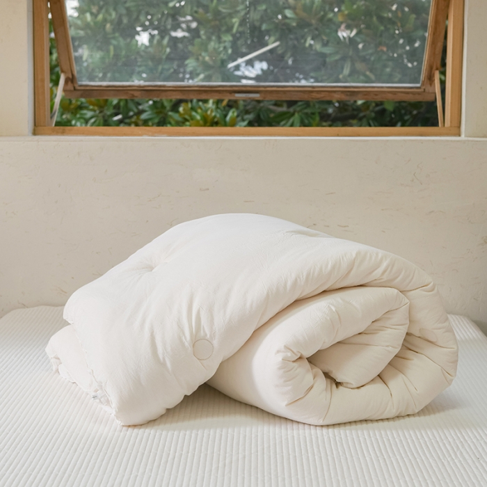 91家纺网 家纺一手货源 找家纺 棉邦2022新款全棉水洗棉大豆被 纯白