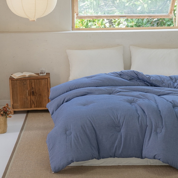 91家纺网 家纺一手货源 找家纺 棉邦2022新款全棉水洗棉大豆被 牛仔蓝