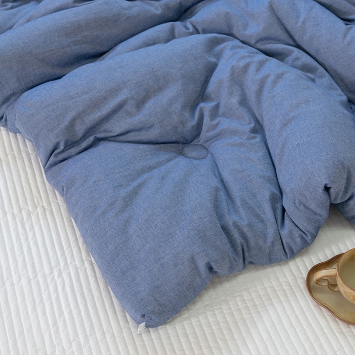 91家纺网 家纺一手货源 找家纺 棉邦2022新款全棉水洗棉大豆被 牛仔蓝
