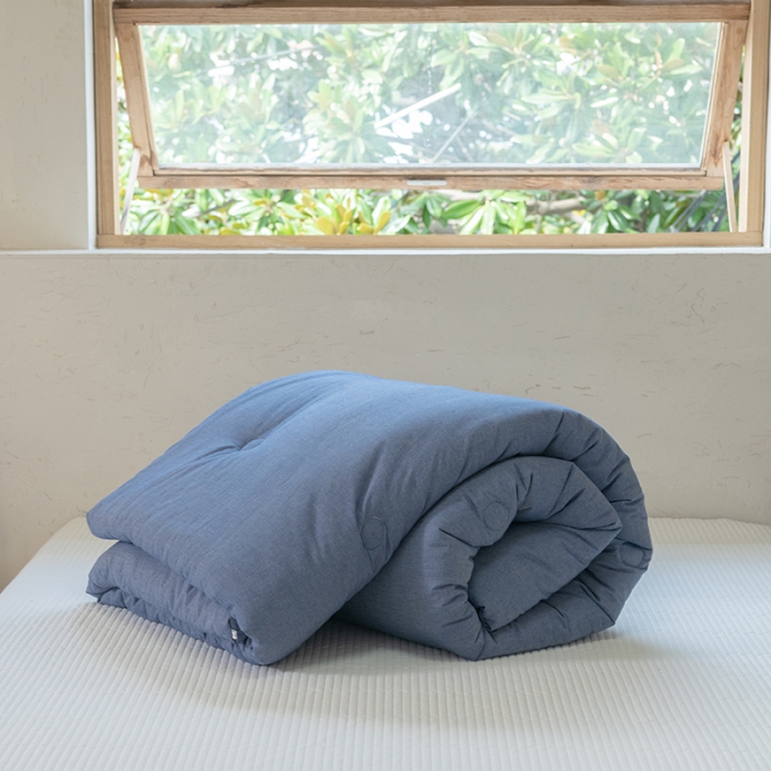 91家纺网 家纺一手货源 找家纺 棉邦2022新款全棉水洗棉大豆被 牛仔蓝