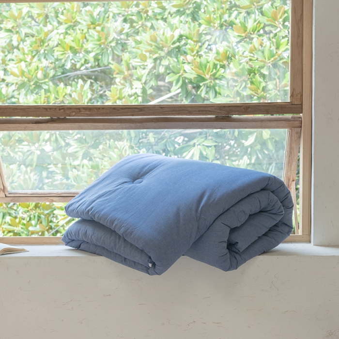 91家纺网 家纺一手货源 找家纺 棉邦2022新款全棉水洗棉大豆被 牛仔蓝