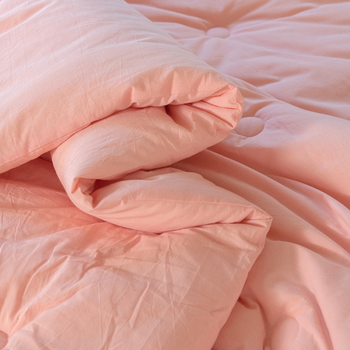 91家纺网 家纺一手货源 找家纺 棉邦2022新款全棉水洗棉大豆被 浅粉