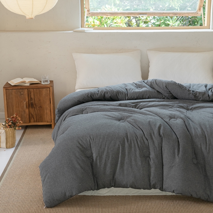 91家纺网 家纺一手货源 找家纺 棉邦2022新款全棉水洗棉大豆被 深灰