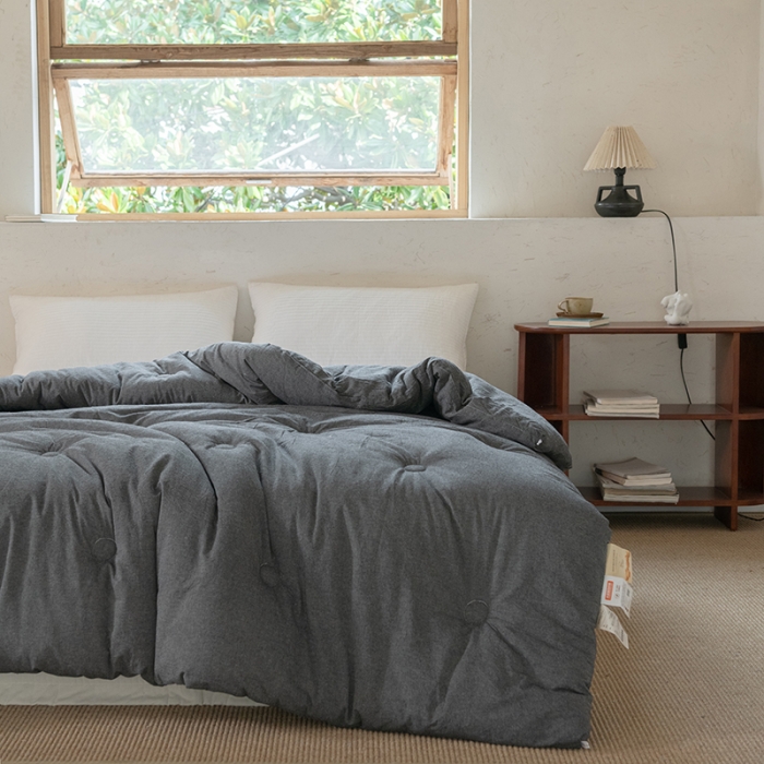 91家纺网 家纺一手货源 找家纺 棉邦2022新款全棉水洗棉大豆被 深灰