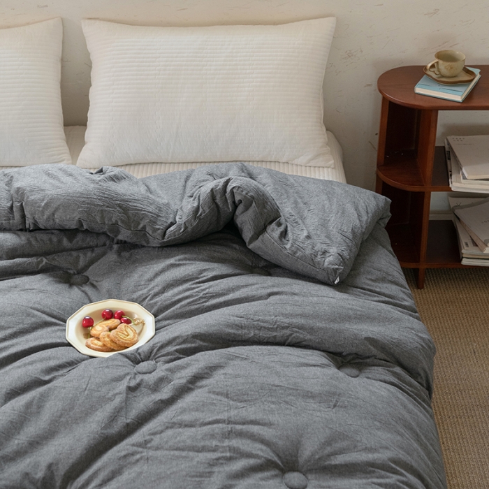 91家纺网 家纺一手货源 找家纺 棉邦2022新款全棉水洗棉大豆被 深灰
