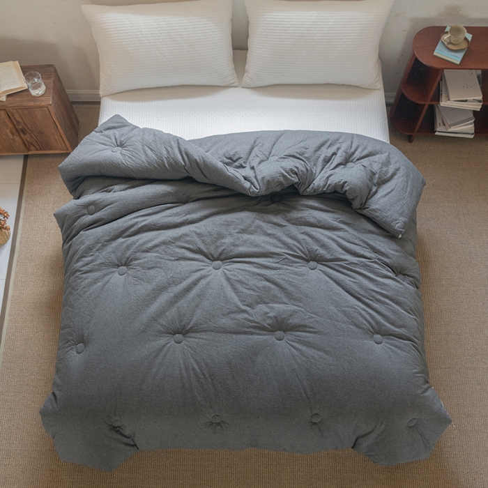 91家纺网 家纺一手货源 找家纺 棉邦2022新款全棉水洗棉大豆被 深灰