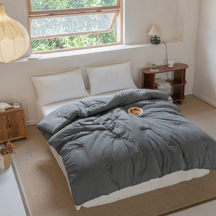 91家纺网 家纺一手货源 找家纺 棉邦2022新款全棉水洗棉大豆被 深灰