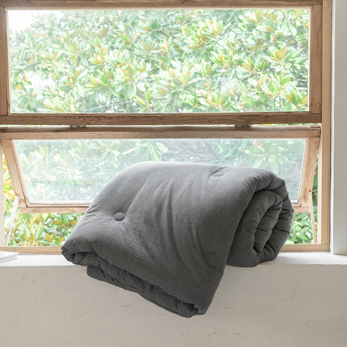 91家纺网 家纺一手货源 找家纺 棉邦2022新款全棉水洗棉大豆被 深灰