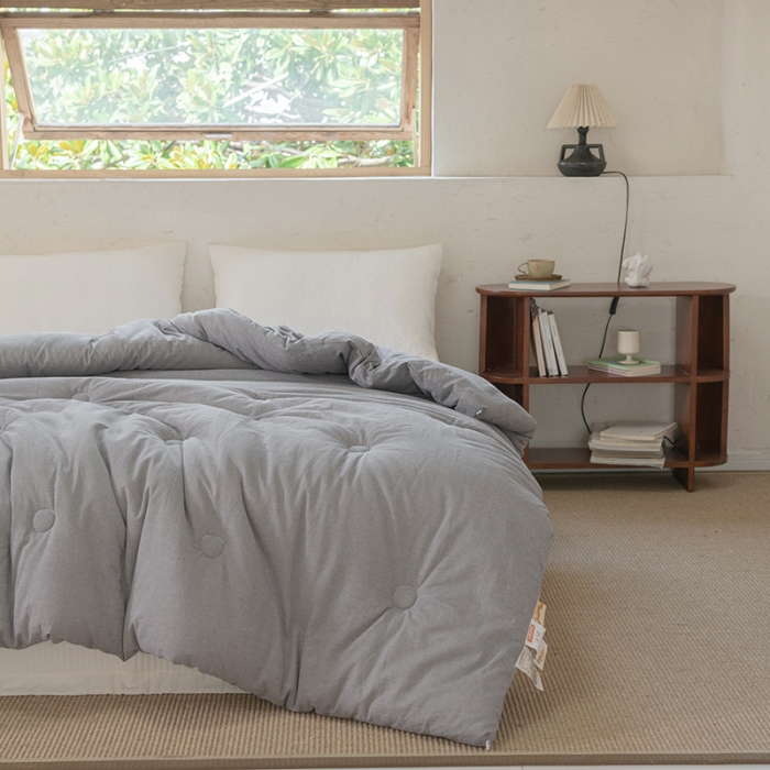 91家纺网 家纺一手货源 找家纺 棉邦2022新款全棉水洗棉大豆被 烟灰