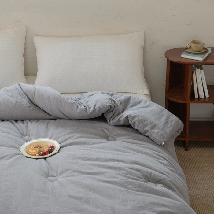 91家纺网 家纺一手货源 找家纺 棉邦2022新款全棉水洗棉大豆被 烟灰