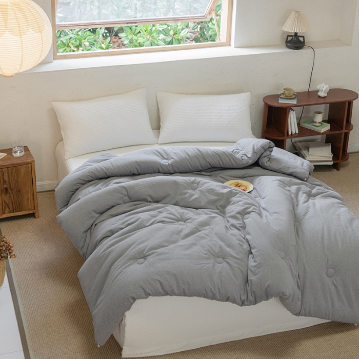 91家纺网 家纺一手货源 找家纺 棉邦2022新款全棉水洗棉大豆被 烟灰